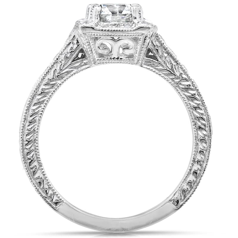 Annello by Kobelli 14k Gold 3/4ct TDW Princess-cut Diamond Halo Engagement Ring