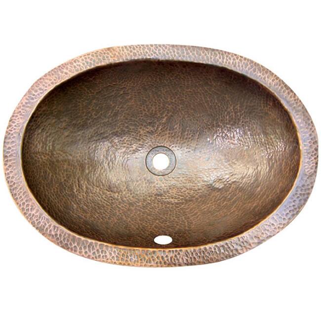 Hand-hammered Antique Oval Copper Lavatory Sink