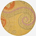Hand-tufted Wool Yellow Transitional Floral Tirana Rug (6' Round)