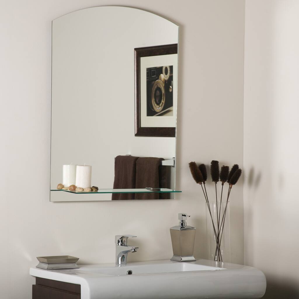The Arch Frameless Mirror with Shelf - Silver - A/N