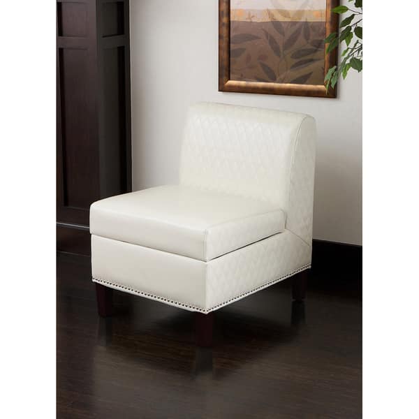 Shop Felice Armless White Bonded Leather Club Chair Free