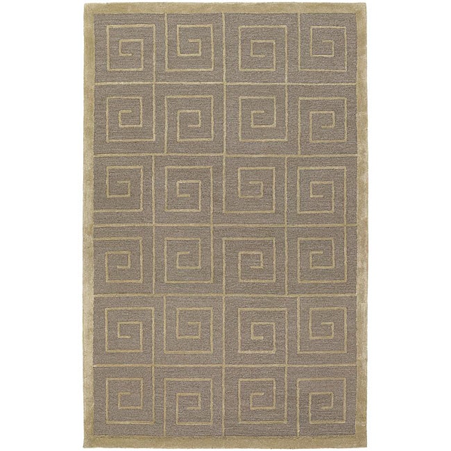 Hand tufted Mandara Beige Wool blend Area Rug (79 Round)