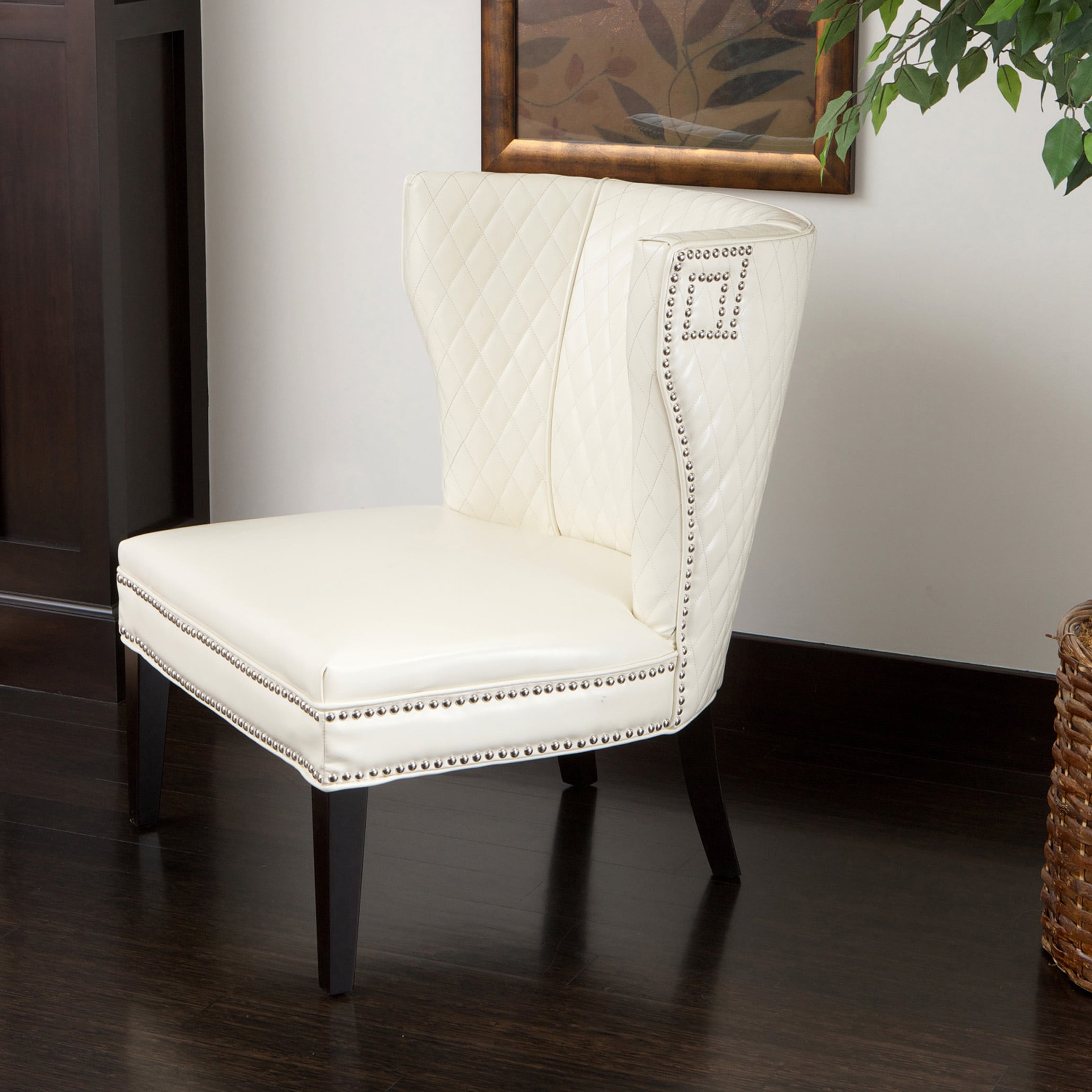 Tessa Ivory Quilted Bonded Leather Chair