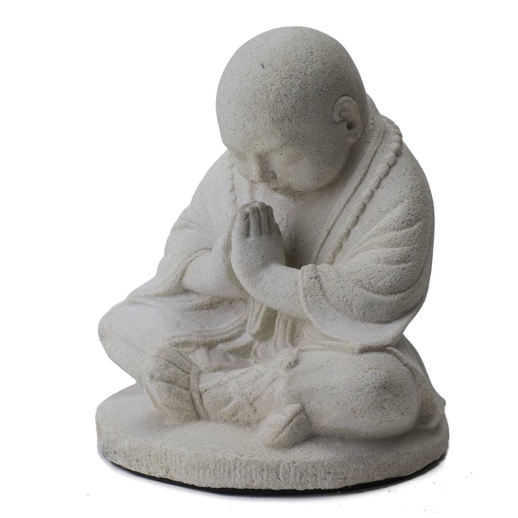 Handmade Baby Namaste Praying Monk Sculpture (Indonesia)