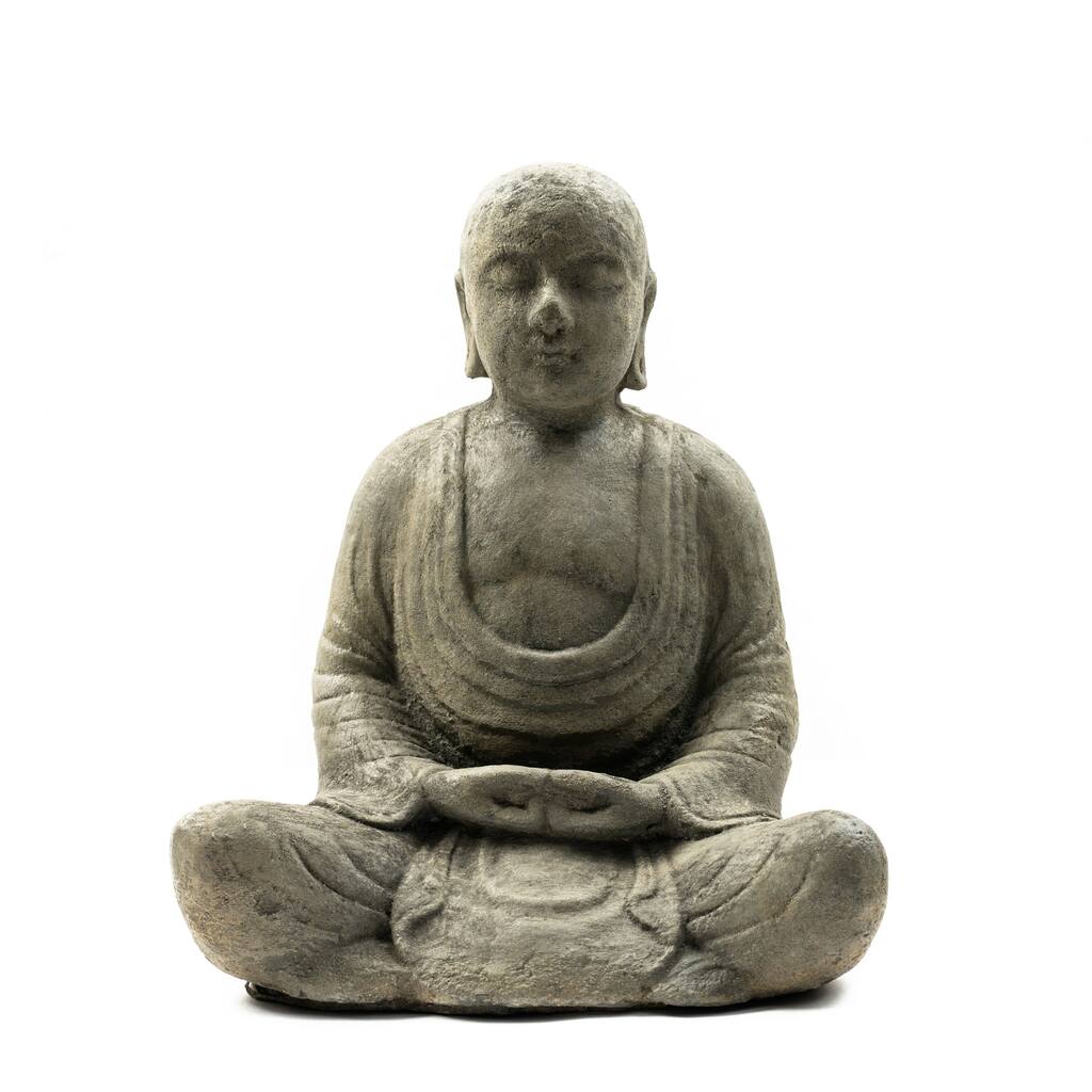 Handmade Stone Antiqued Hairless Buddha Statue