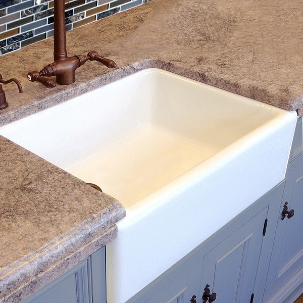 slide 1 of 6, HighPoint Fireclay 30-inch White Farm Sink
