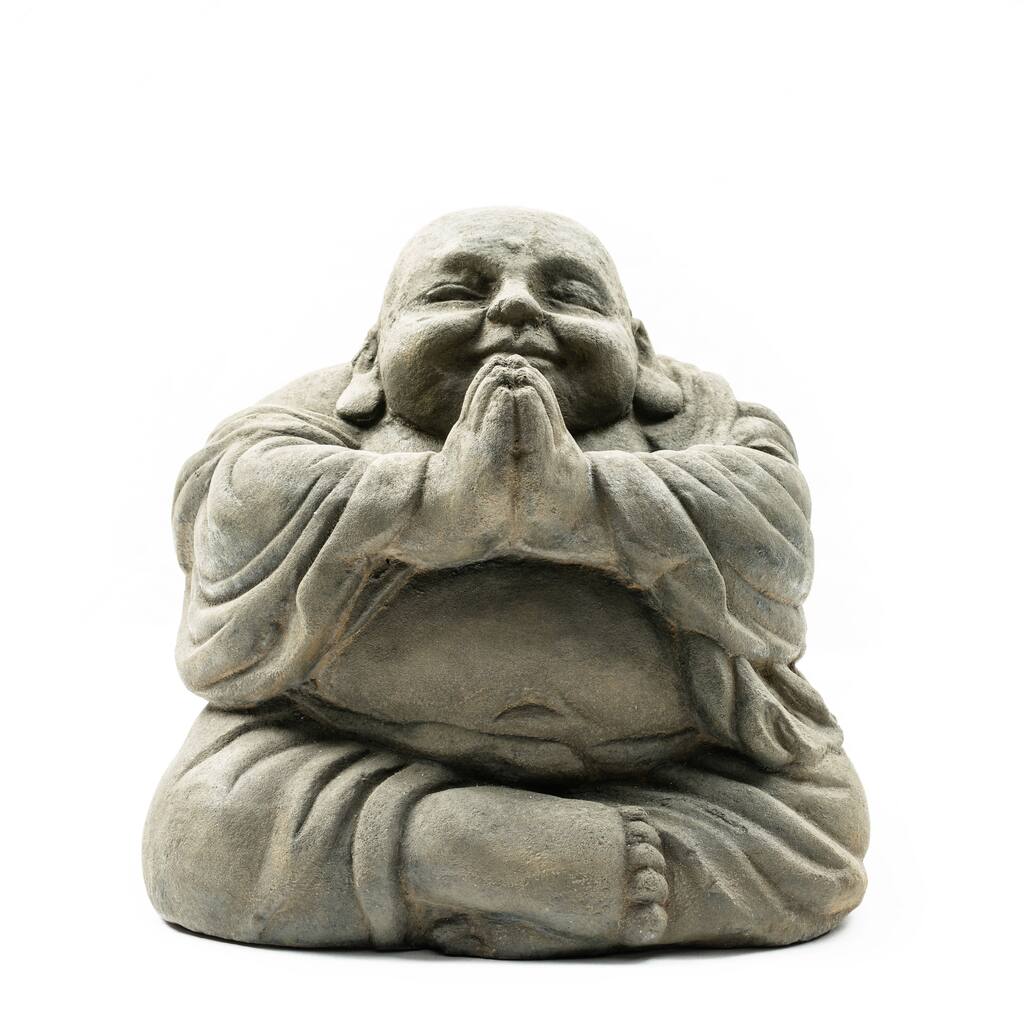 Stone Small Happy Buddha Praying Antique