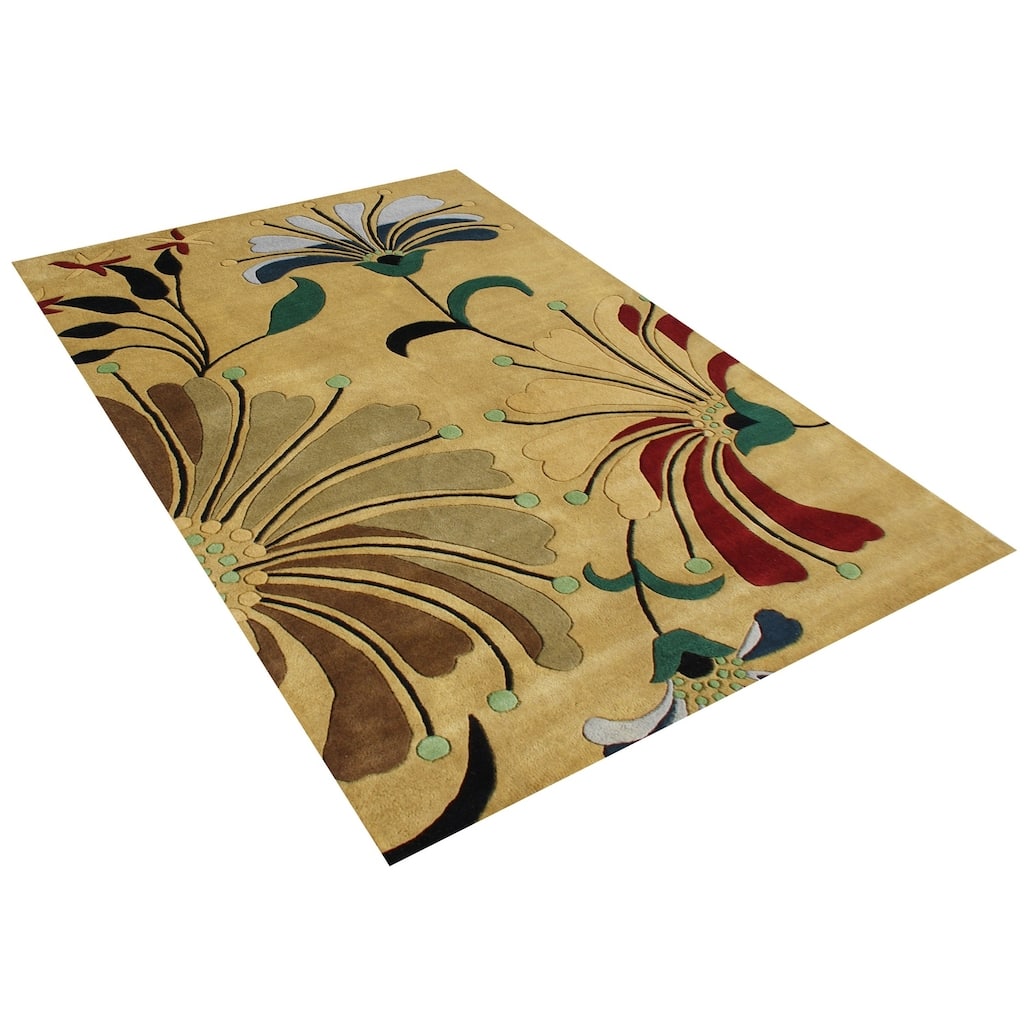 Alliyah Handmade Cornstalk New Zealand Blend Wool Rug - 5' x 8'