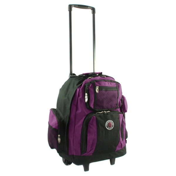 away purple luggage