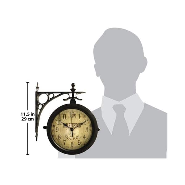 Charleston SideMount Indoor/Outdoor Wall Clock Thermometer by Infinity