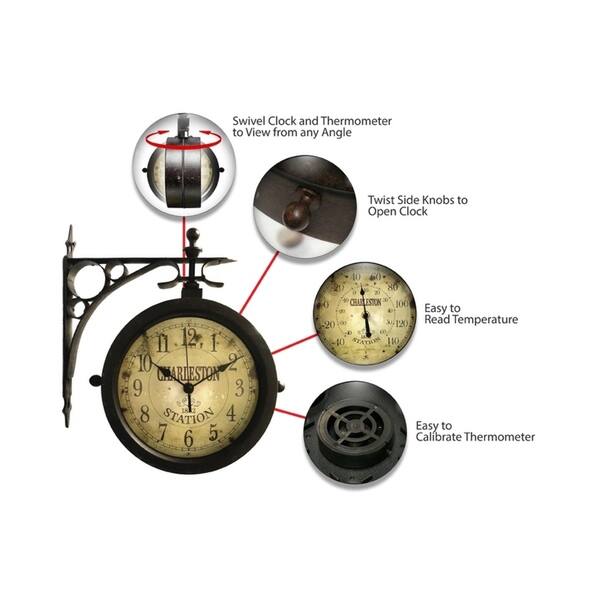 outdoor clock with temperature gauge