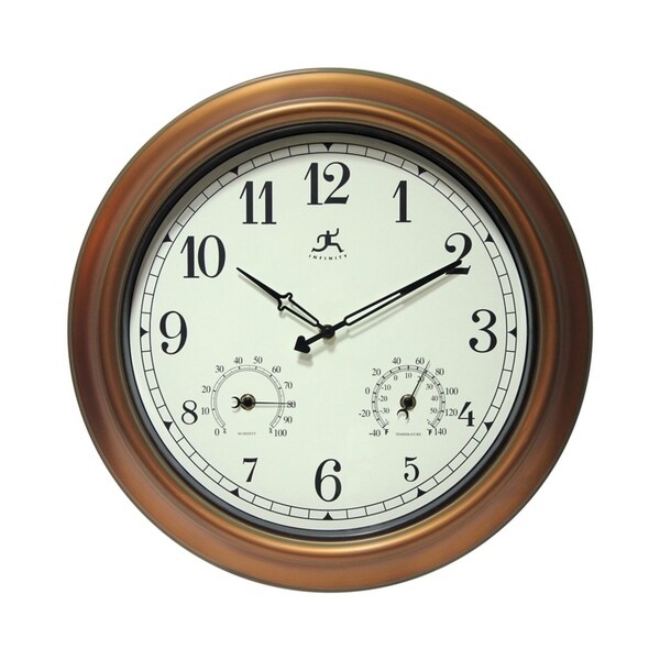 The Craftsman Indoor/Outdoor Wall Clock Thermometer 18 inch by Infinity Instruments - N/A