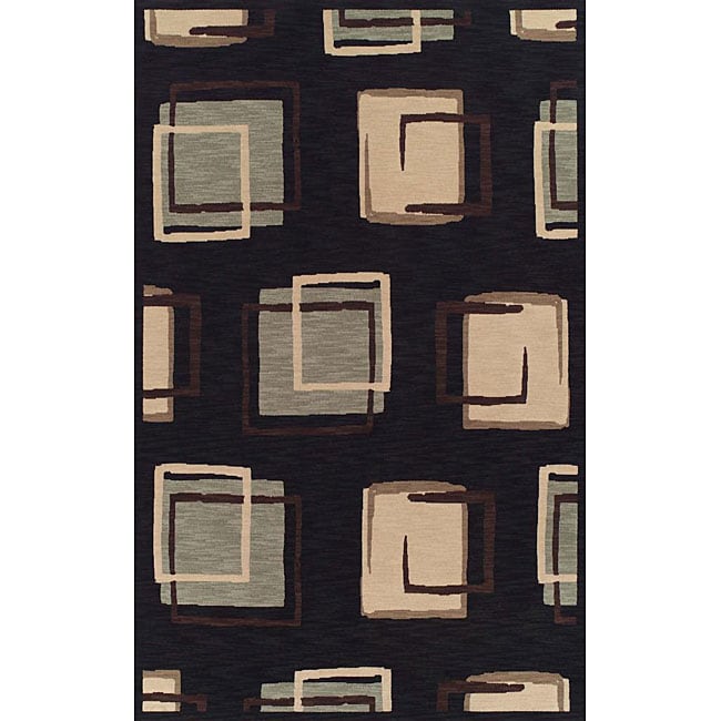 Meridian Black/ Ivory Rug (53 X 77)