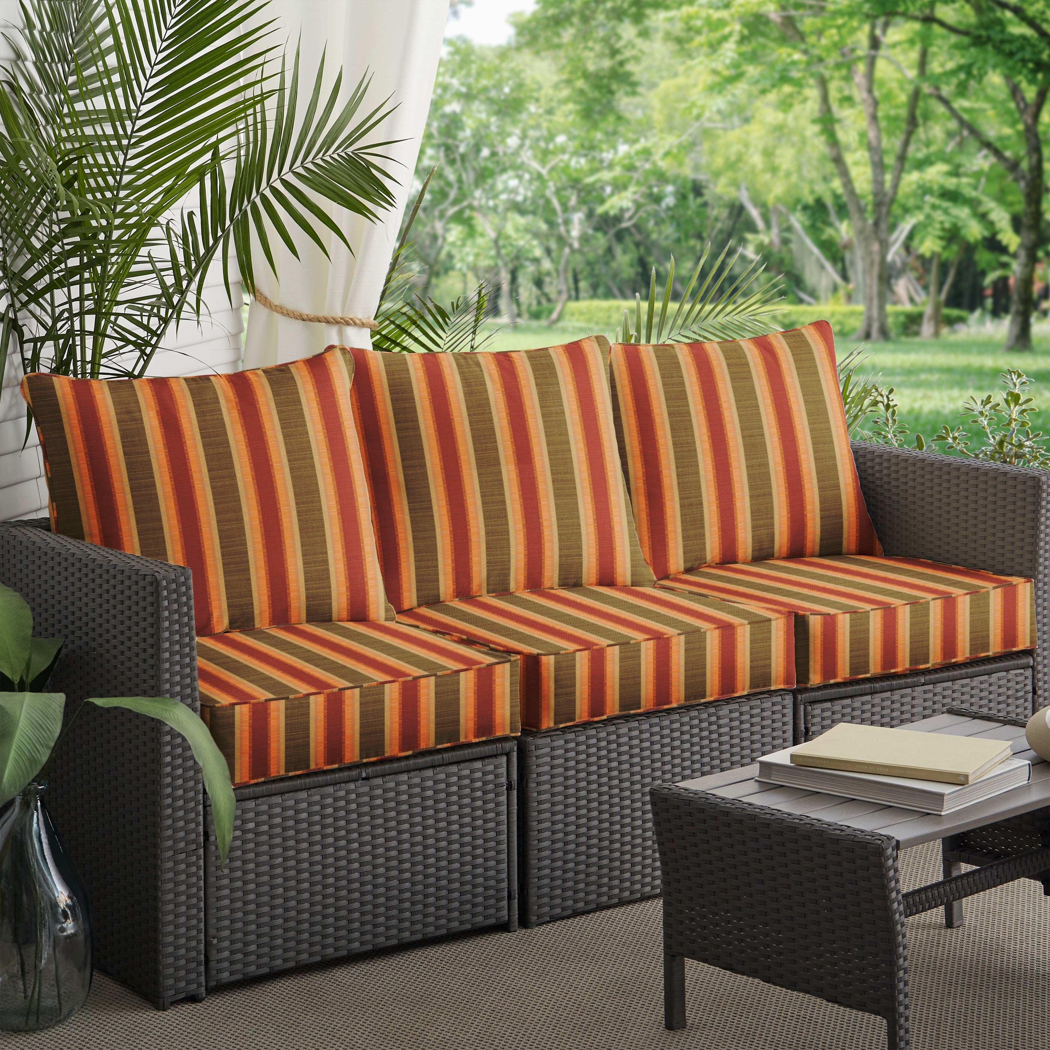 Shop Clara Indoor Outdoor Wicker Sofa Cushion Set Made With Sunbrella Fabric Overstock 5042924