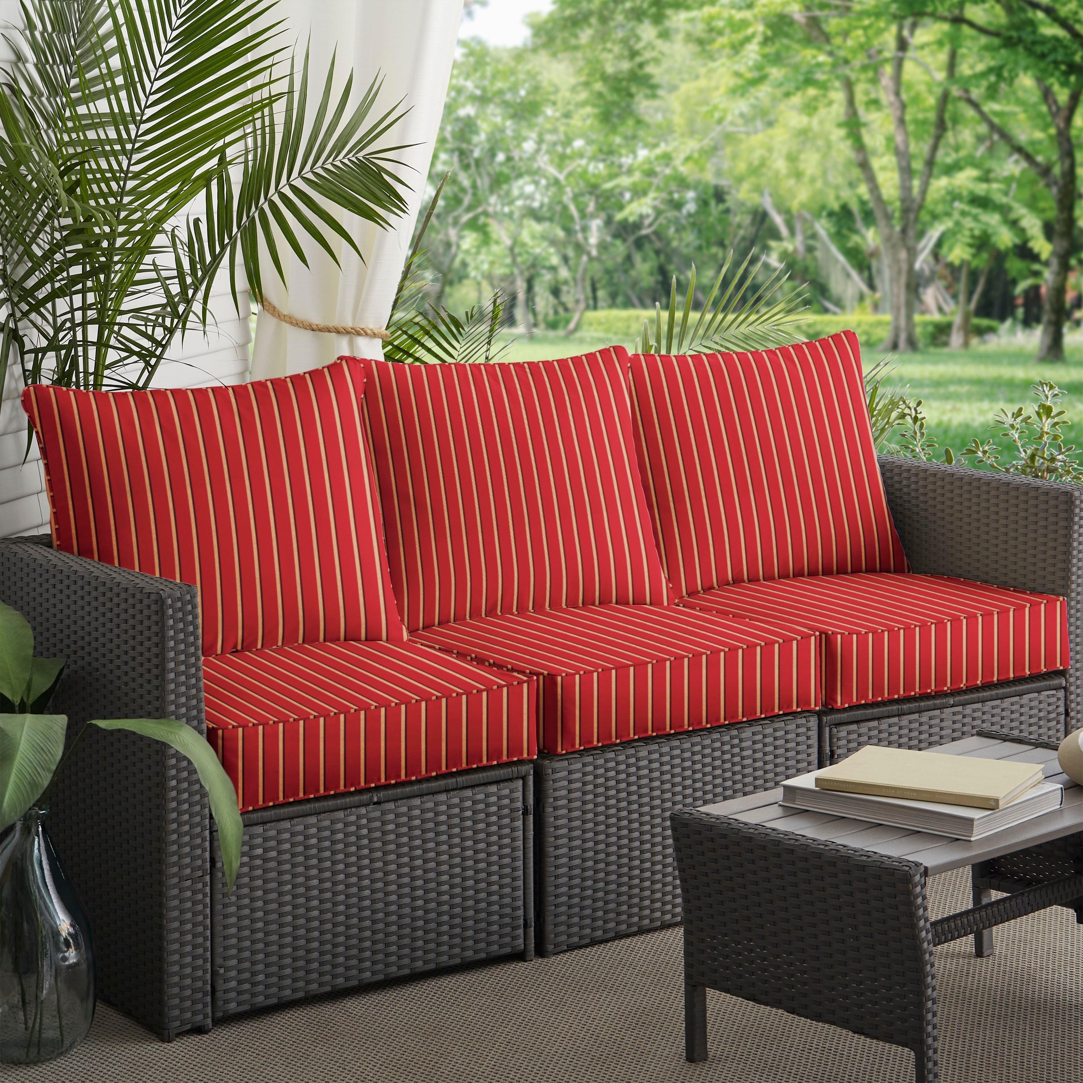 Details About Clara Indoor Outdoor Wicker Sofa Cushion Set Made With Sunbrella Fabric