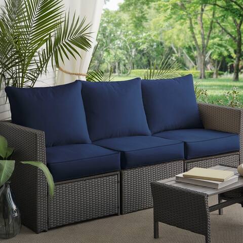 Blue Outdoor Cushions Pillows Online At Our Best Clara Indoor Outdoor Wicker Sofa Cushion Set Made With Sunbrella Fabric