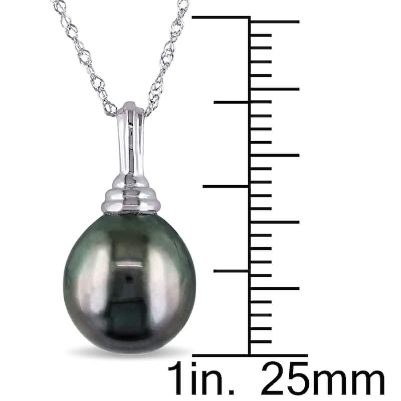 Miadora 14k White Gold Cultured Tahitian Drop Pearl Necklace (9-10 mm)