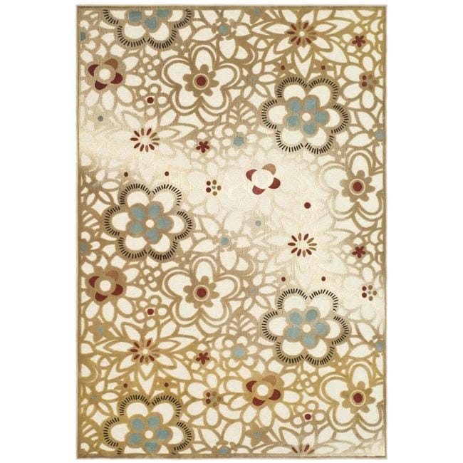 Paradise Garden Cream Viscose Rug (53 X 76)