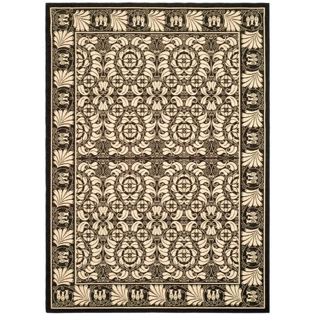 Indoor/outdoor Traditional pattern Black/sand Rug (710 X 11)
