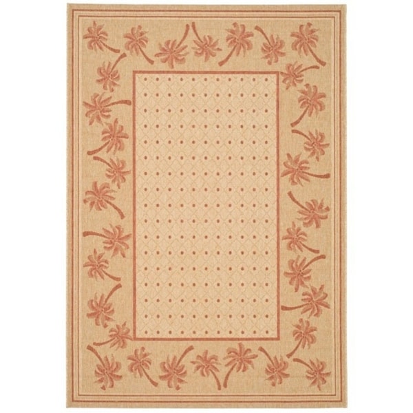 Safavieh Courtyard Palm Tree Ivory/ Rust Indoor/ Outdoor Rug - 5'-3" x 7'-7"