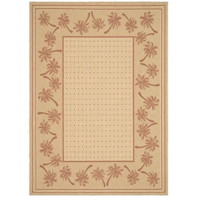 Indoor/ Outdoor Ivory/ Rust Rug (67 X 96)