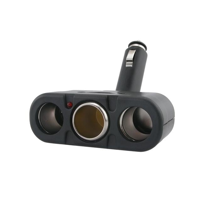 Black Three way Car Cigarette Lighter Socket Splitter