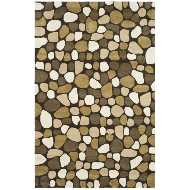 Handmade Soho Pebbles Dark Brown/ Multi N. Z. Wool Rug (5x 8)