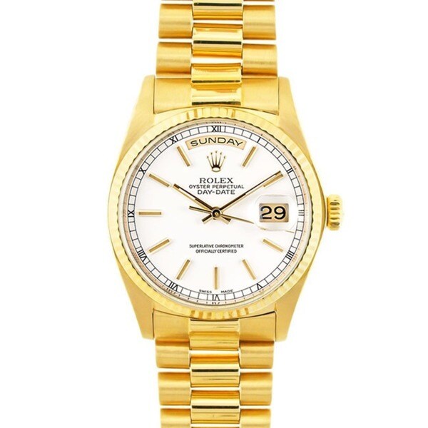 Shop Pre-owned Rolex 18k Gold President Men's White Dial Watch - Free ...