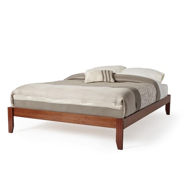 Scandinavia Queen Size Solid Bamboo Wood Platform Bed Overstock 20469400