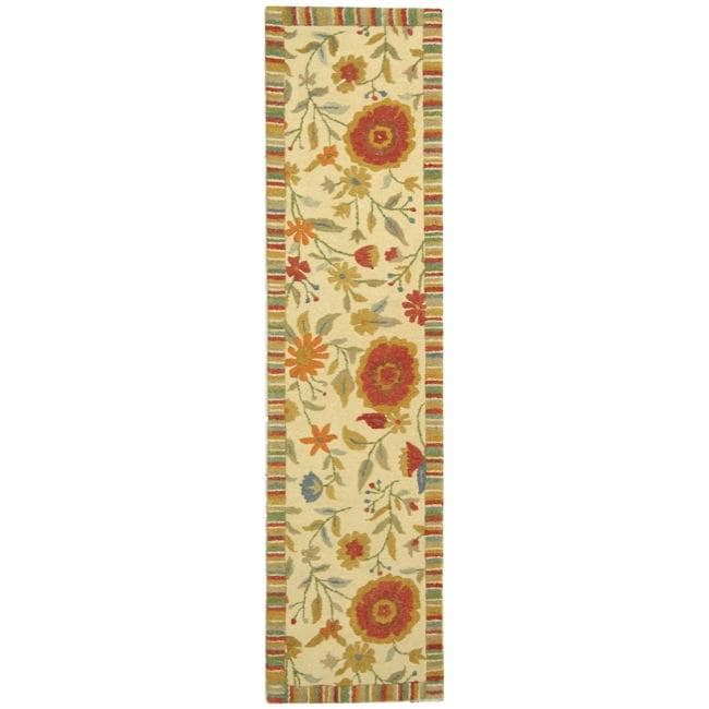 Handmade Jardine Ivory Wool Runner (26 X 8)