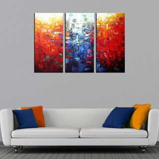 'Abstract' Hand-painted Oil Painting Canvas Art Set - Overstock - 5068917