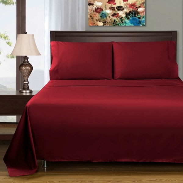 ZECOTT 100/% Cotton Sheet Set Queen-Burgundy Sheet Sets Queen Size-400 Thread Count Sheets Queen-Long Staple Cotton Queen Sateen Sheets Queen Size-Silky Soft Sheets-Deep Pocket Queen Fitted Sheet