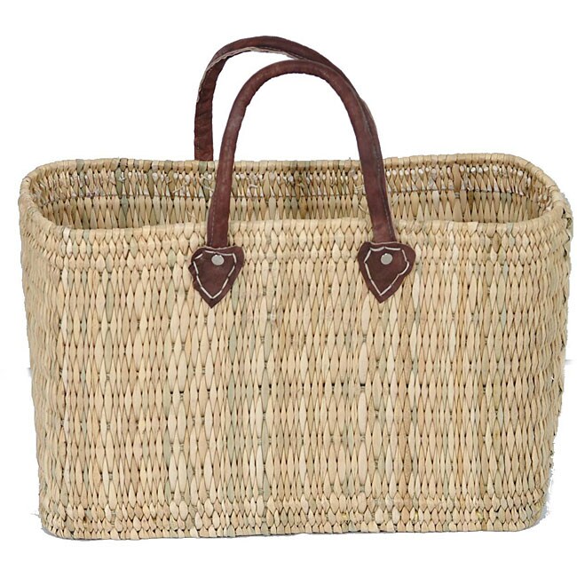 Shop Straw and Leather 'Safari Chic' Oversized Tote (Morocco) - Free ...