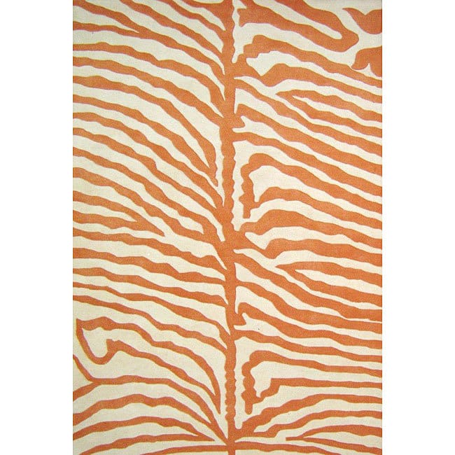 Alliyah Handmade Orange New Zealand Blend Wool Rug (5' x 8') - 5' x 8'