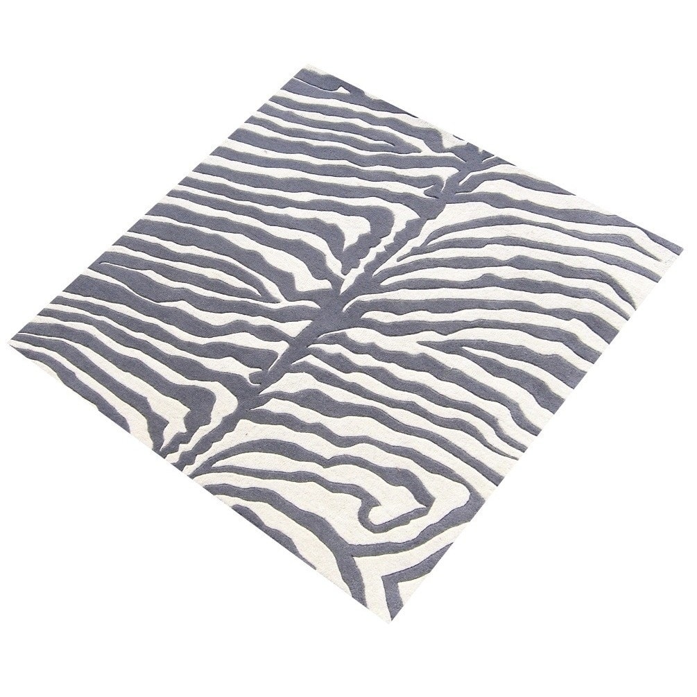 Alliyah Handmade Grey New Zealand Blend Wool Rug (5' x 8') - 5' x 8'