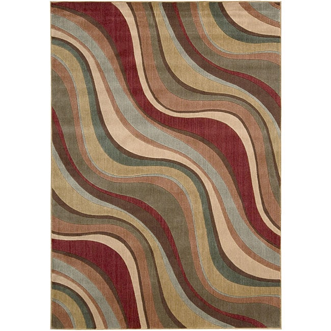 Nourison Summerfield Waves Beige Geometric Rug (56 X 75)