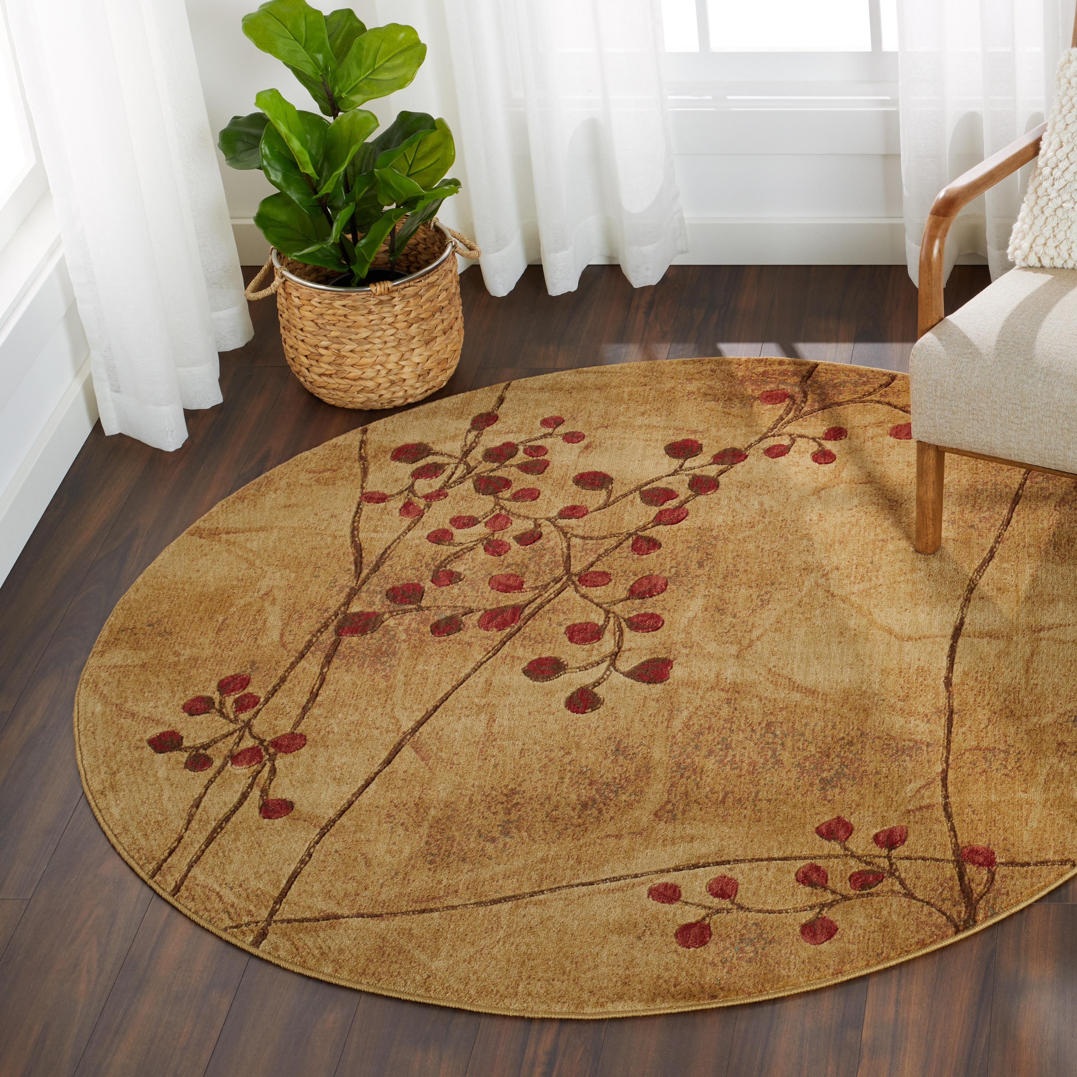 Nourison Summerfield Latte Floral Rug (56 Round)