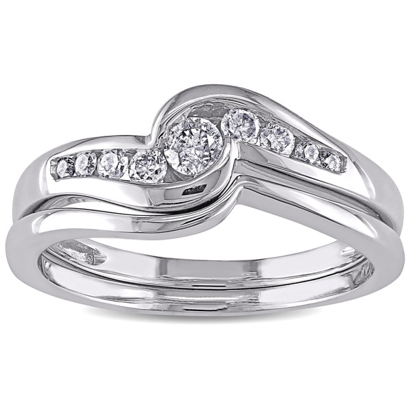 Shop Miadora 14k White  Gold  1 4ct TDW Diamond Bridal  Ring  