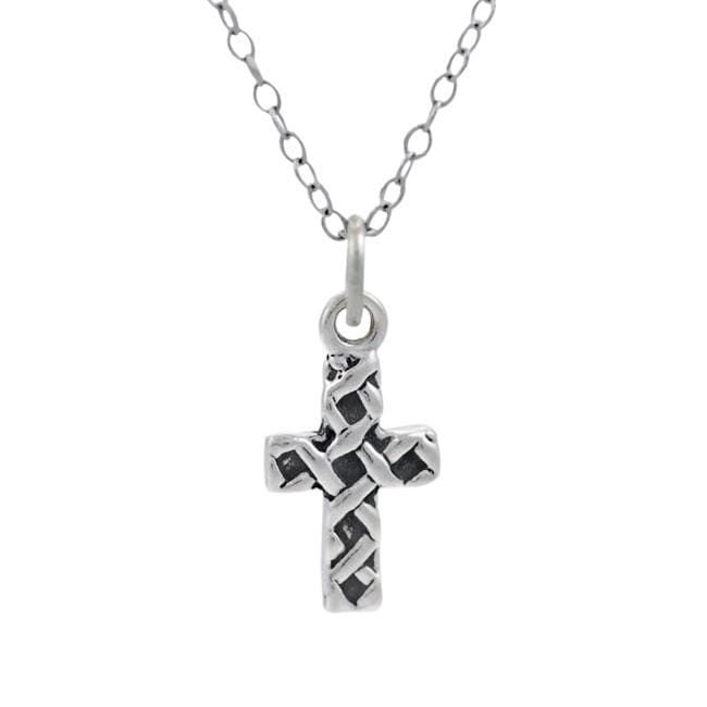 Journee Collection Sterling Silver Childrens Woven Cross Necklace