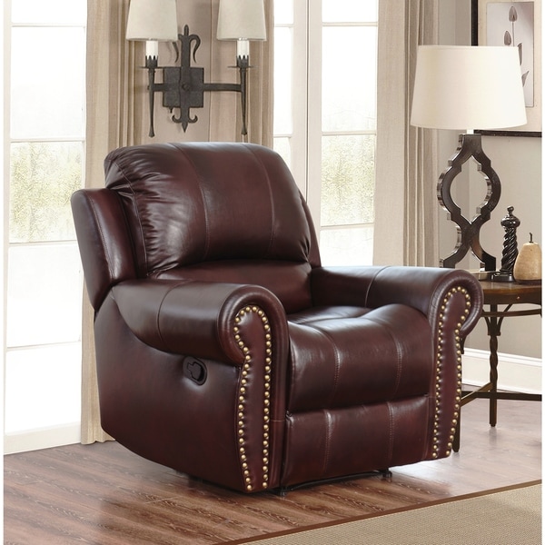 Abbyson Broadway Top Grain Leather Reclining Armchair