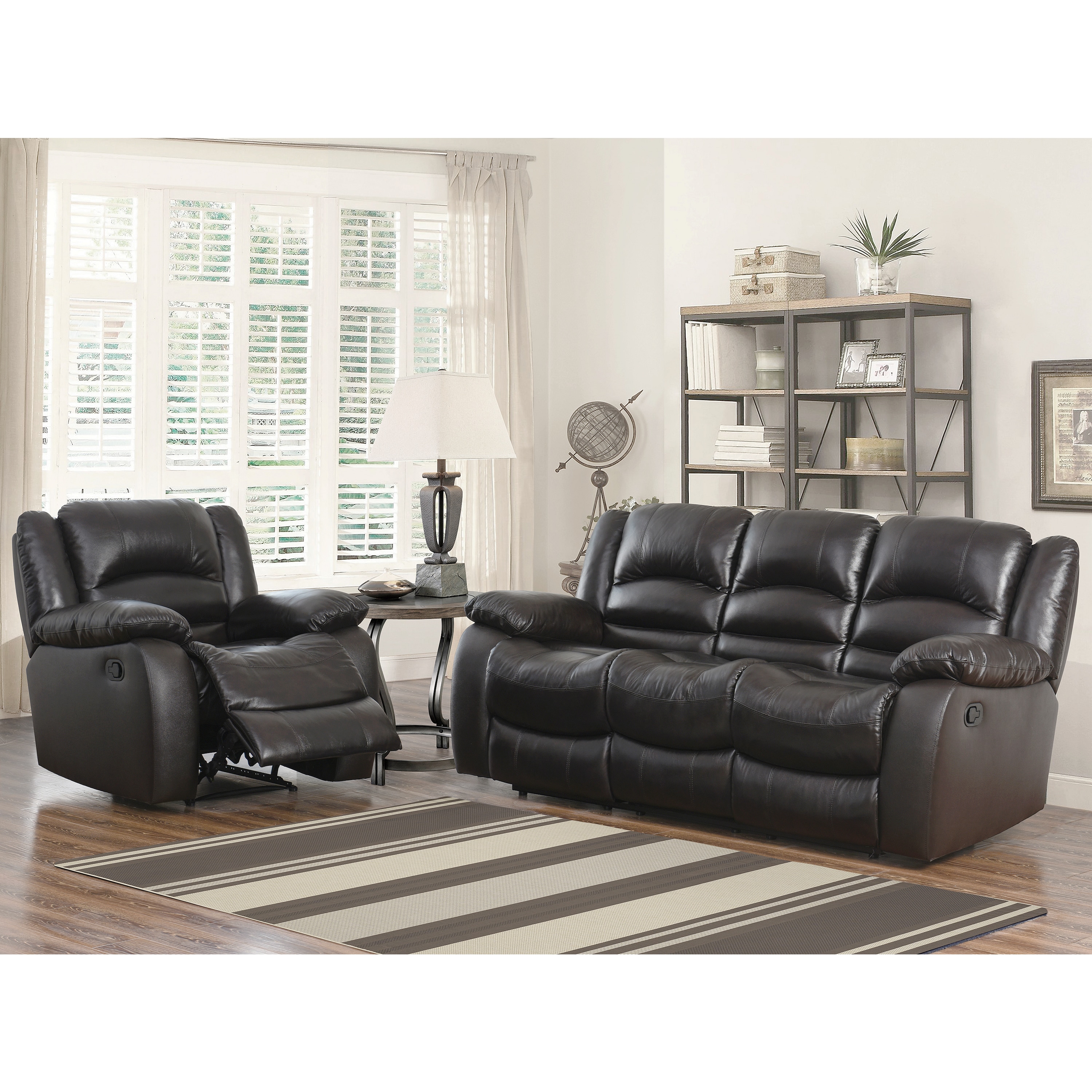 Shop Abbyson Brownstone Top Grain Leather Reclining 2 Piece Living Room