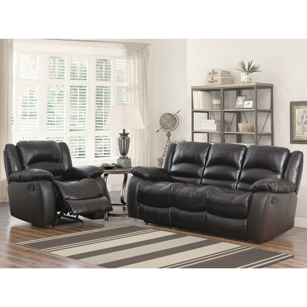 Shop Abbyson Brownstone Top Grain Leather Reclining 2 ...