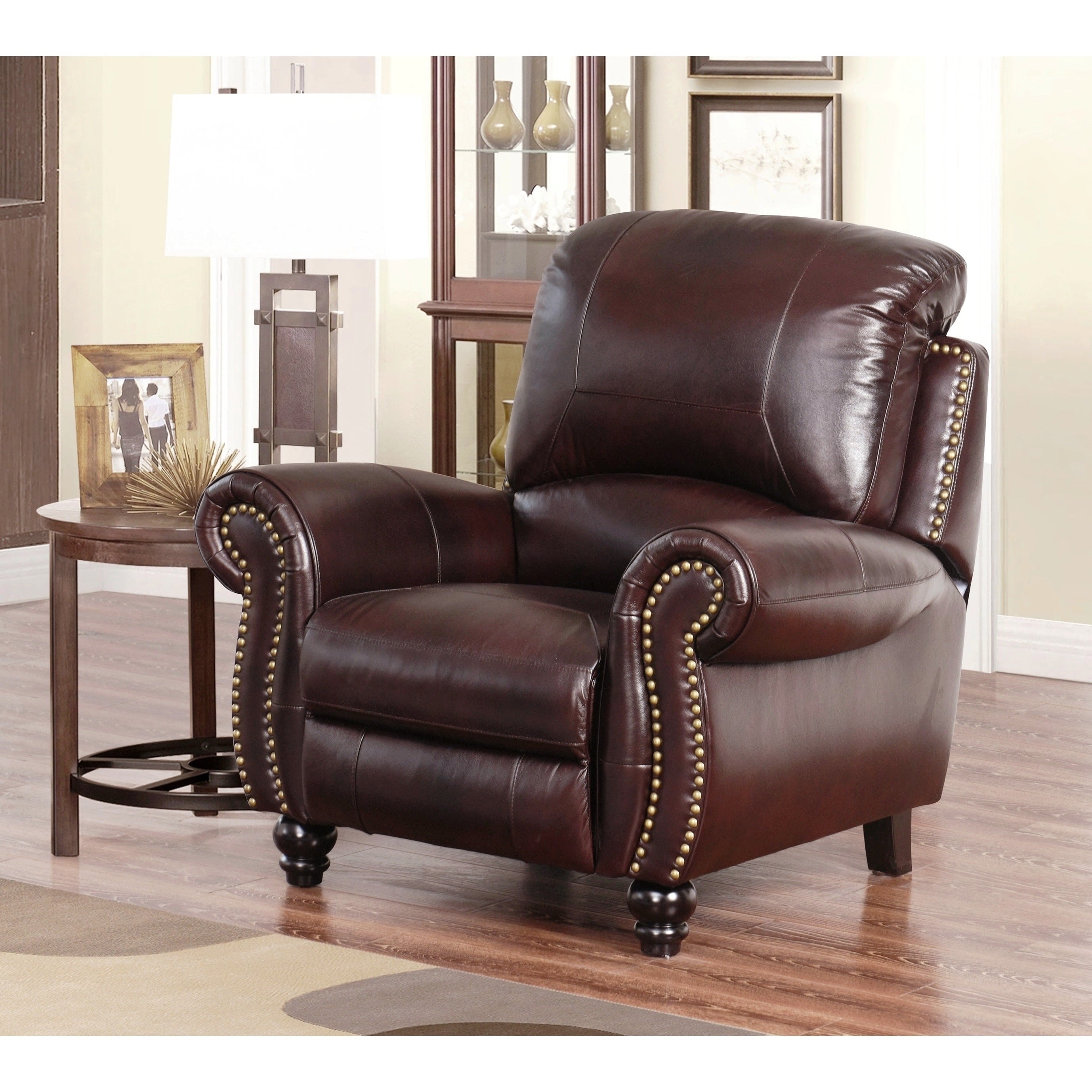 Shop Abbyson Madison Burgundy Topgrain Leather Pushback Reclining