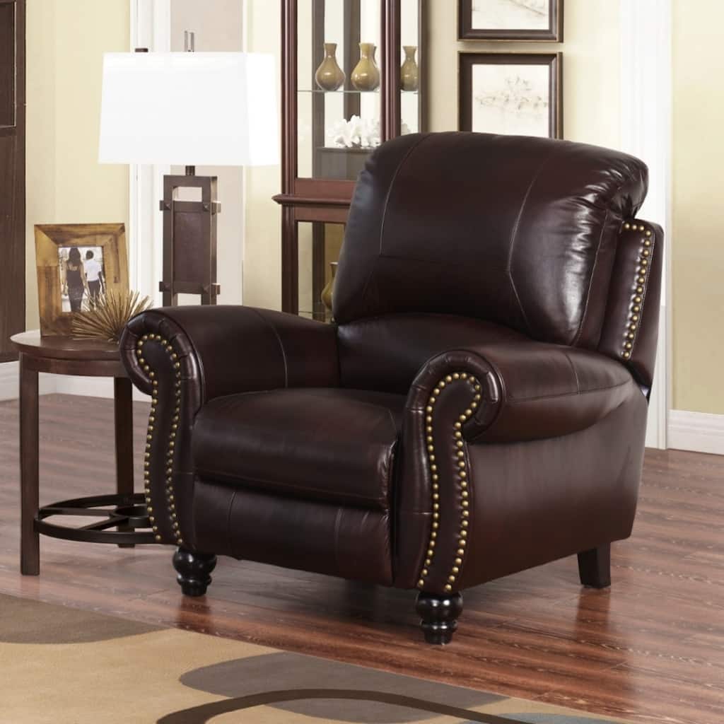 Abbyson Madison Top Grain Leather Pushback Reclining Armchair