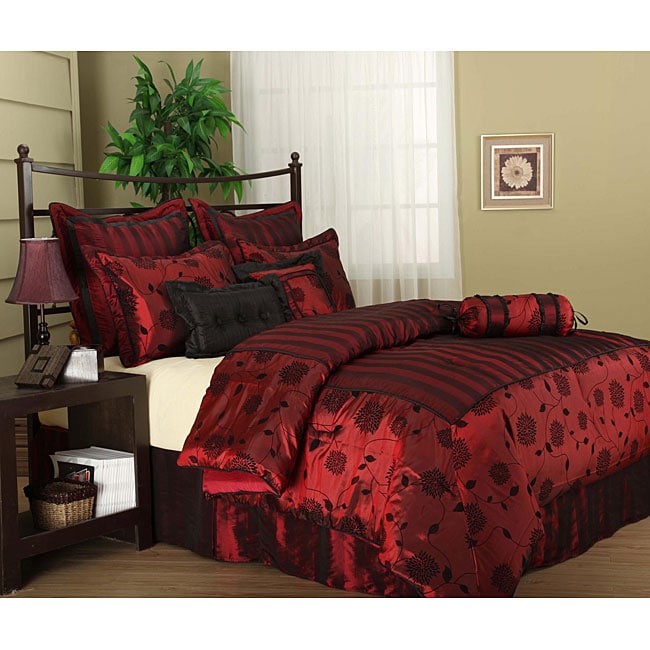 Evangeline 7 piece Flocking Luxury Comforter Set