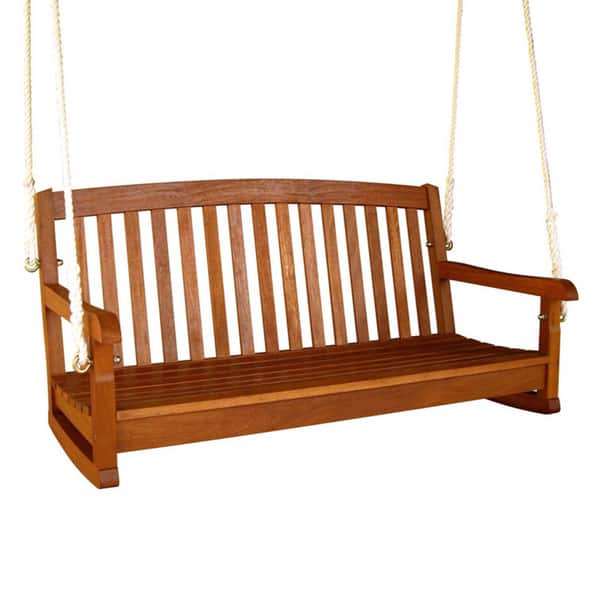 International Caravan Royal Tahiti Curved Back Wood Two Seated Swing