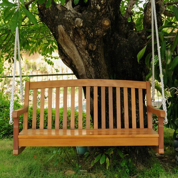 International Caravan Royal Tahiti Curved Back Wood Two Seated Swing International Caravan Royal Tahiti Curved Back Wood Two Seated Swing