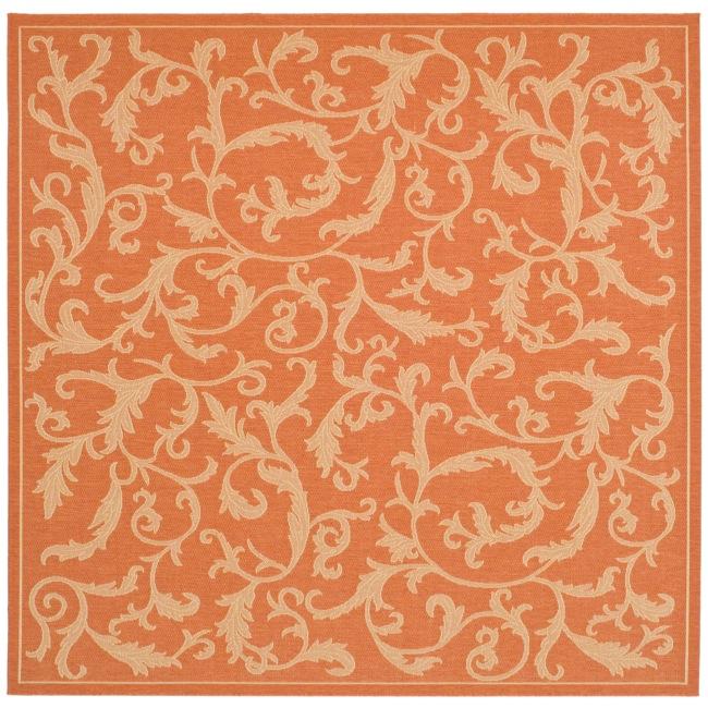 Indoor/ Outdoor Mayaguana Terracotta/ Natural Rug (6 7 Square)