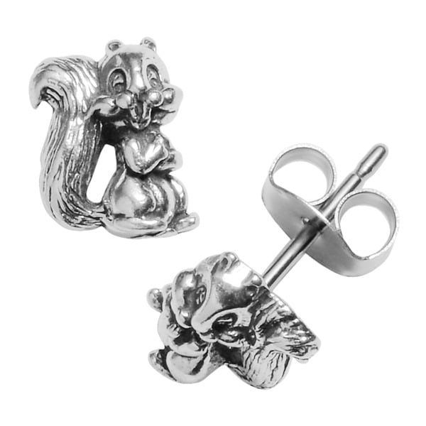 Journee Collection Sterling Silver Squirrel Stud Earrings
