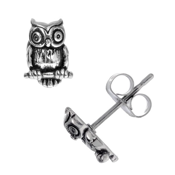 Shop Journee Collection Sterling Silver Owl Stud Earrings - Free ...